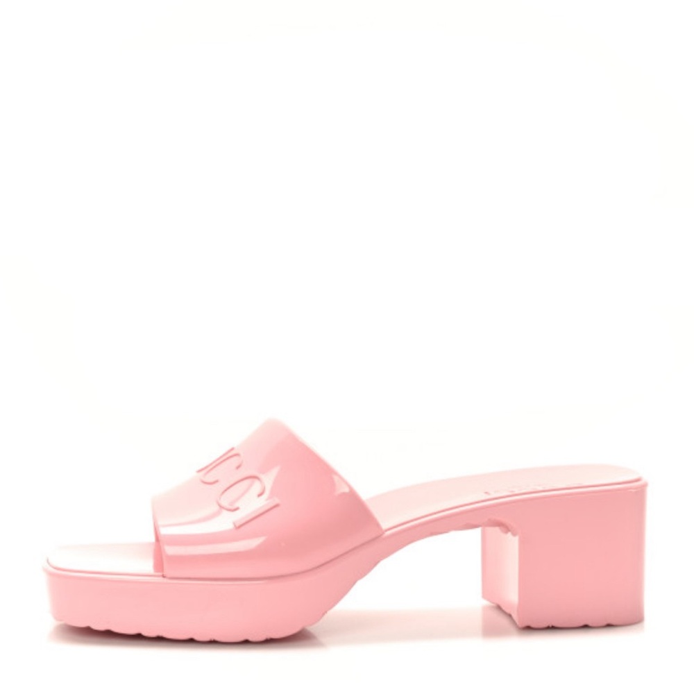 Rubber Gucci Logo Womens Platform 20/60mm Slide Sandals 38 Wild Rose
